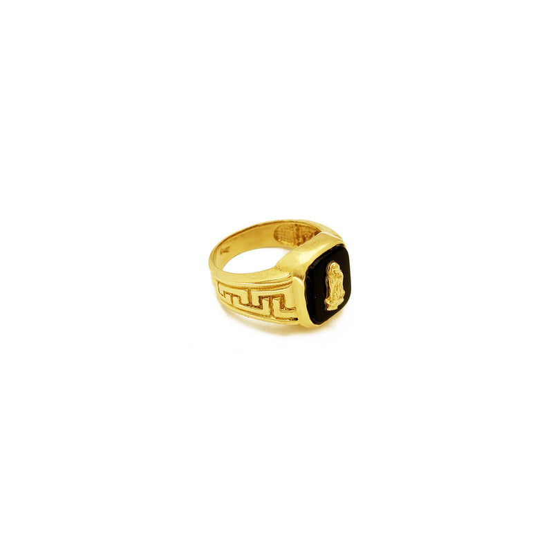 Greek-Key Virgin Mary Black Onyx Ring (14K) Popular Jewelry New York