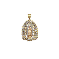 2 Rows Stone set Halo Virgin Mary Pendant (14K) Popular Jewelry New York