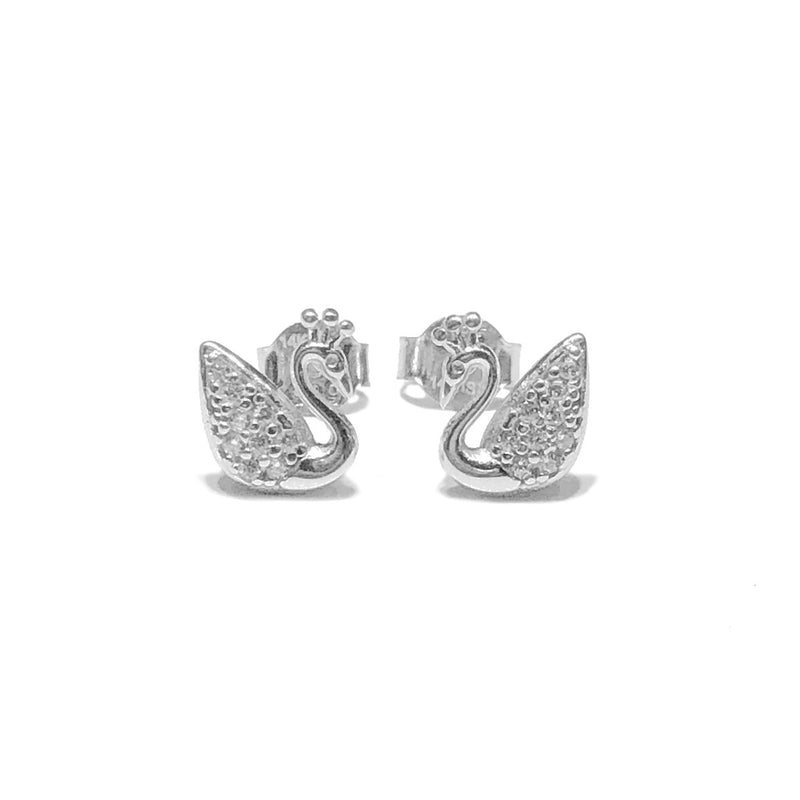 Swan CZ Earring (14K)