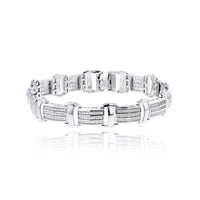 Zirconia Pave Bar-Link Bracelet (Silver)
