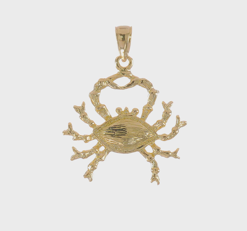 Crab Textured Pendant (14K) 360 - Popular Jewelry - New York