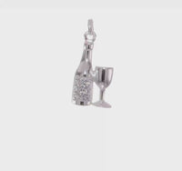 Zirconia Wine/Champagne Glass Charm Pendant (Silver)