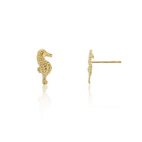 Textured Seahorse Stud Earrings (14K) Popular Jewelry Нью-Йорк