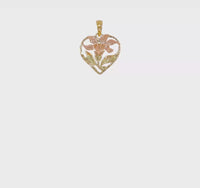 Çiçəkli Ürək Kəsik Kulonu (14K) 360 - Popular Jewelry - Nyu-York