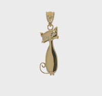 Diamond Eyes Cat Pendant (14K) 360 - Popular Jewelry - New York