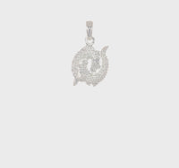 3-D Antique-Finish Pisces Zodiac Pendant (Silver)