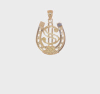 Dollar Sign Horseshoe Frame Pendant (14K)