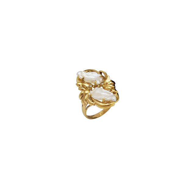 Two Baroque Pearl Ring (14K)