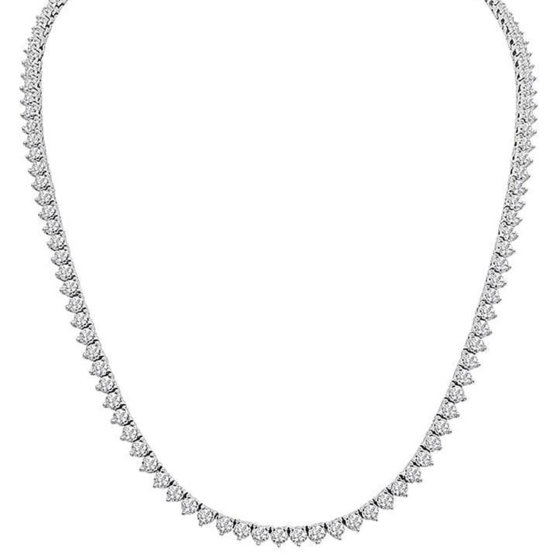 3-Prong Round Tennis Chain (Silver) Popular Jewelry New York