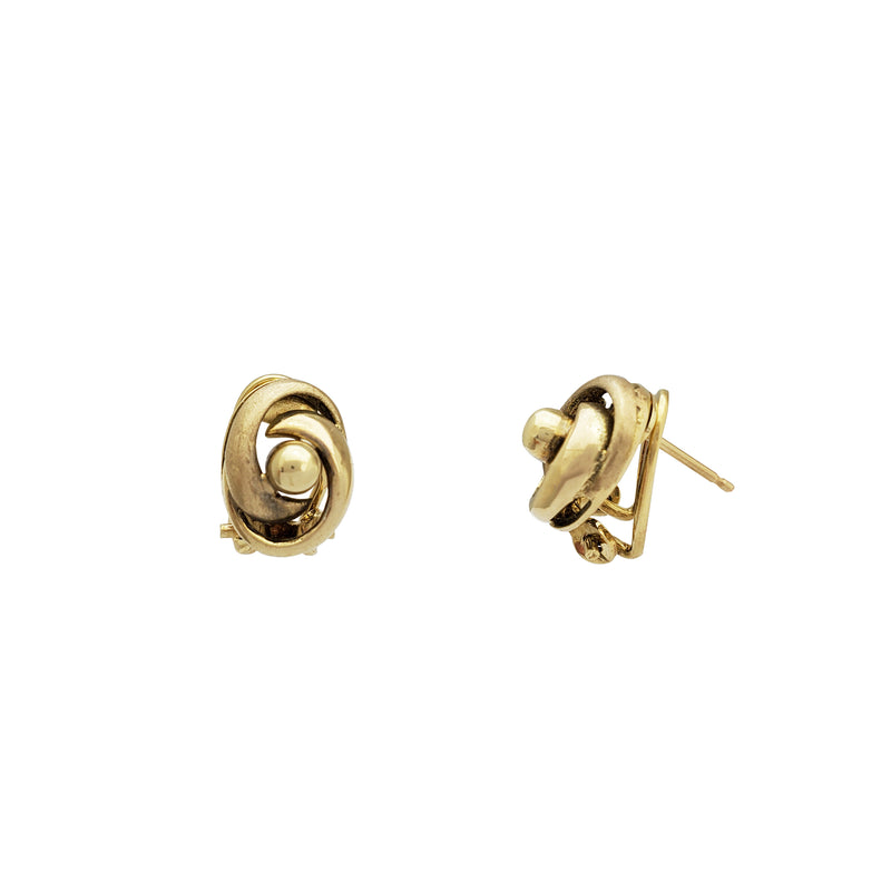 Yellow Gold Omega Back Earrings (14K) – Popular J