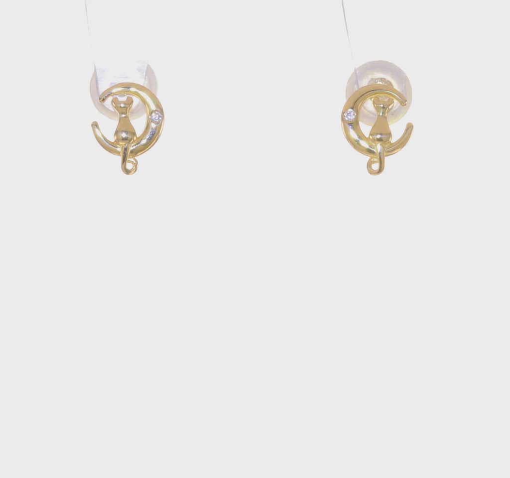 Cat over the Moon Friction Stud Earrings (14K) 360 - Popular Jewelry - New York
