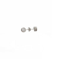 Round Bezel CZ Solitaire Stud Earrings (Silver)
