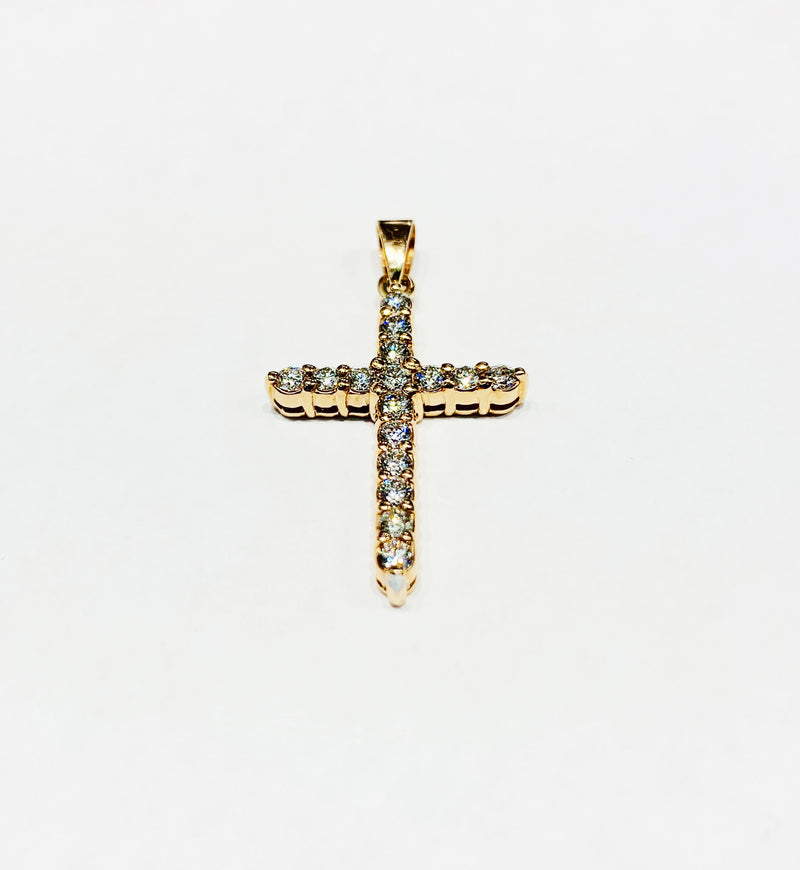 Rose Gold Diamond Cross Pendant (14K)