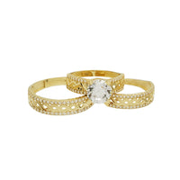 Three-Rings Cuban Link Engagement Wedding Set (18K)