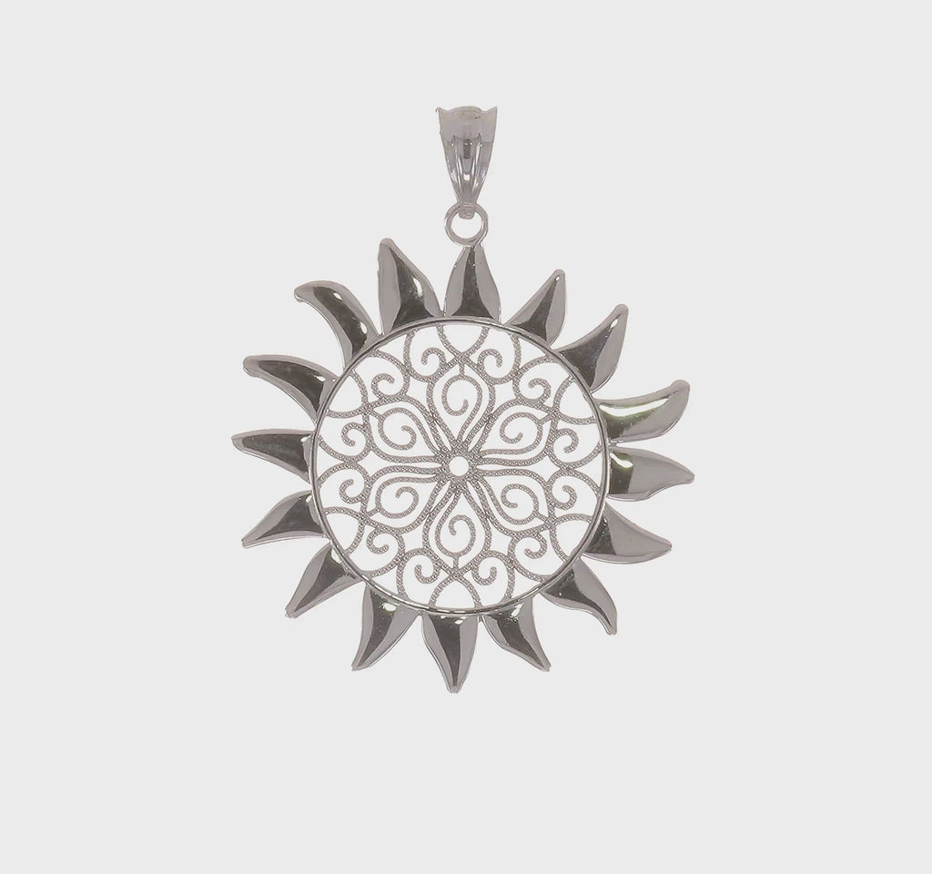 White Sun Filigree Pendant (14K) 360 - Popular Jewelry - New York