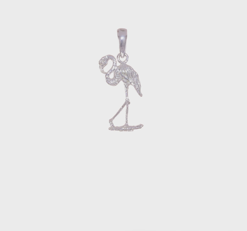 Silver Flamingo 3D Pendant (Silver) 360 - Popular Jewelry - New York