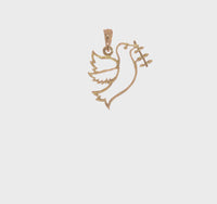 Outline Dove w/ Leaf Branch Pendant (14K)