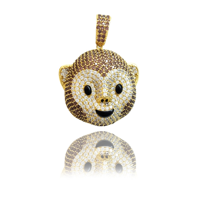 CZ Monkey Emoji (Sterling Silver) - Popular Jewelry