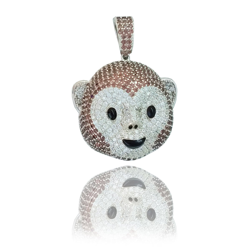 CZ Monkey Emoji (Sterling Silver) - Popular Jewelry