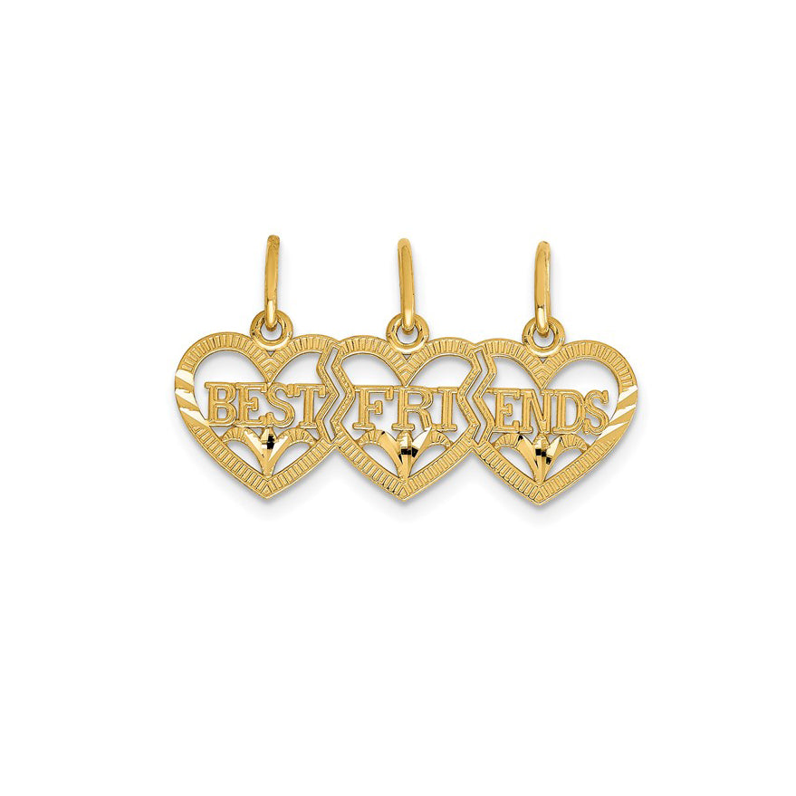 Triple Break Apart "Best Friends" Heart Pendant (14K)