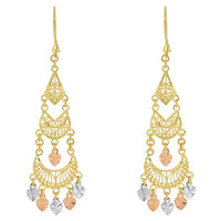 Tricolor Diamond-cut Chandelier Earrings (14K)