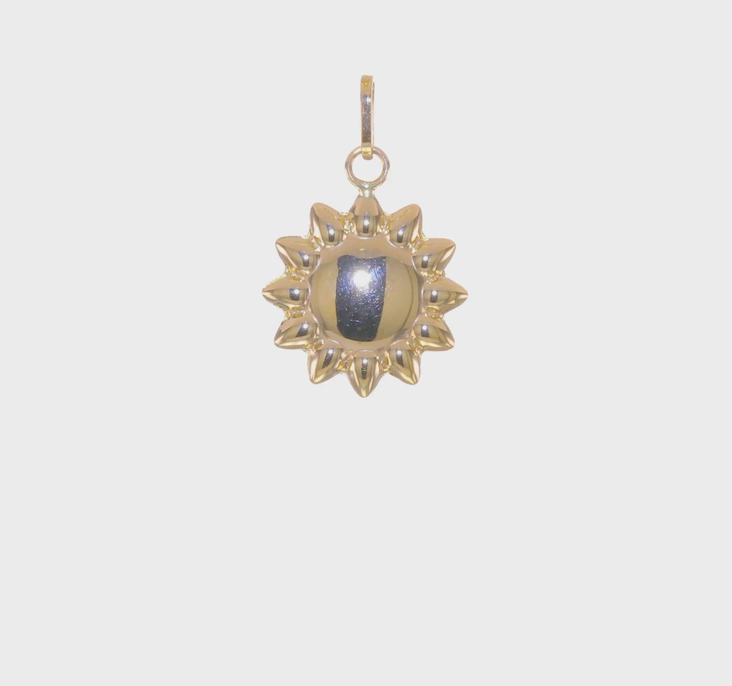 Puffed Sun Pendant (14K) 360 - Popular Jewelry - New York