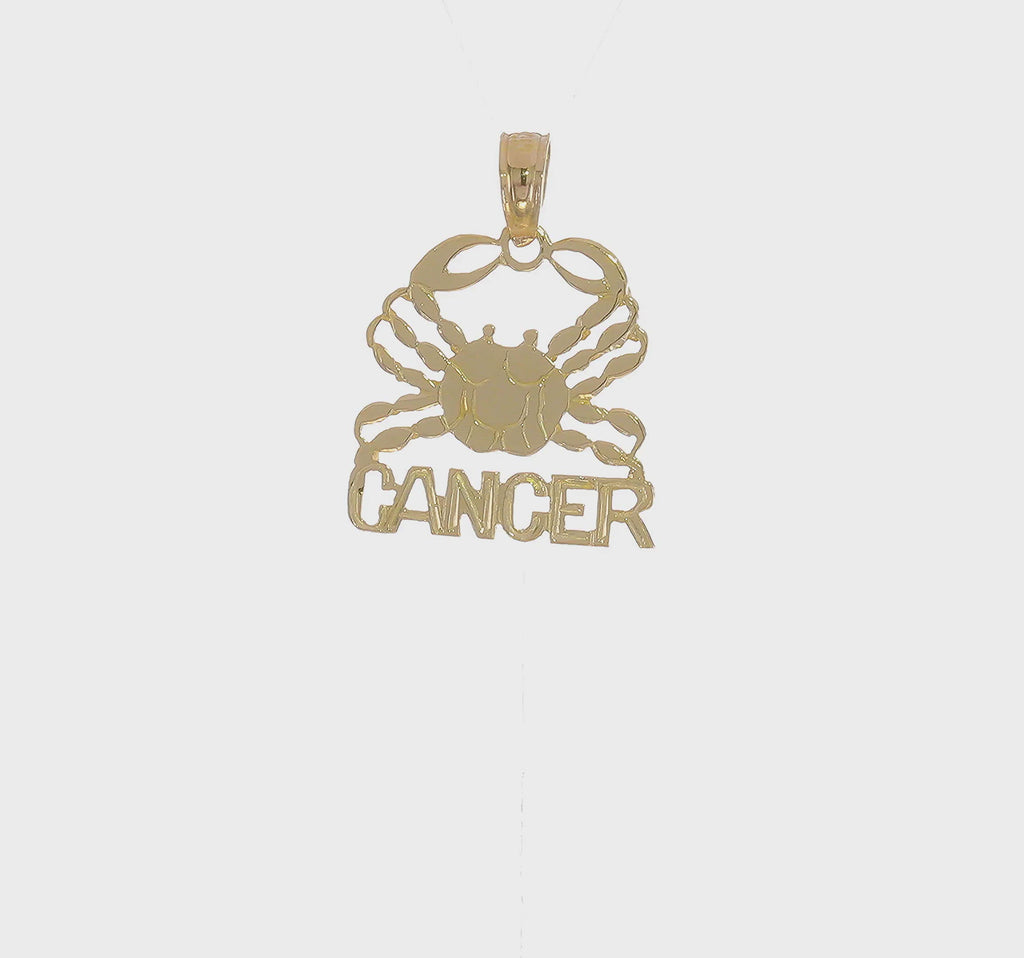 Cancer Zodiac Sign Flat Pendant (14K) 360 - Popular Jewelry - New York