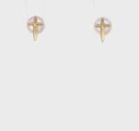 Pointy Cross Friction Stud Earrings (14K) 360 - Popular Jewelry - New York
