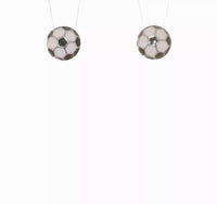 Soccer Ball Enamel Friction Stud Earrings (Silver) 360 - Popular Jewelry - New York