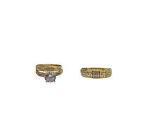 Three-Piece Set Greek Key Band Engagement Rings (14K)