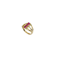 3-Row Pleated Pink Princess-Cut Gemstone Ring (14K)