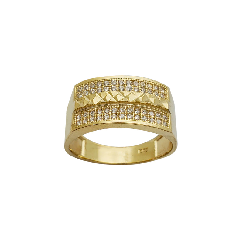 4-Rows Pave Diamond Cut Ring (10K) Popular Jewelry New York