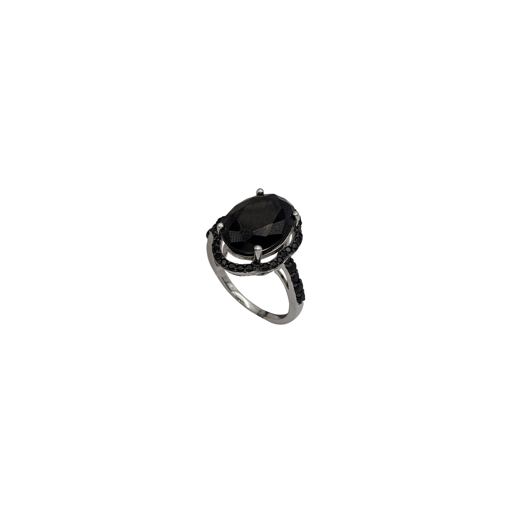 Oval Black Onyx Lady Ring (Silver)