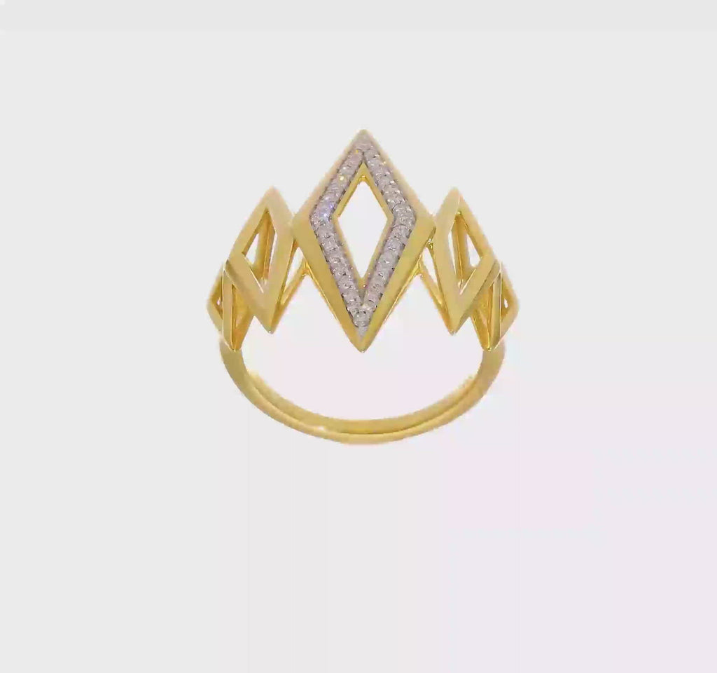 Geometric Diamond Shapes Statement Ring (14K) 360 - Popular Jewelry - New York
