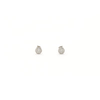 Round Diamond Cluster Stud Earrings white (10K) front - Popular Jewelry - New York
