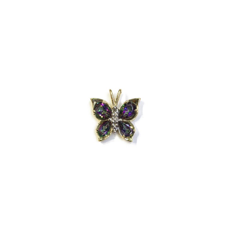 Mystic Topaz Butterfly Pendant (10K) front - Popular Jewelry - New York
