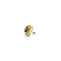 Smoky Topaz Cushion Stud Earrings (10K) side - Popular Jewelry - New York