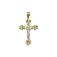 Icy Budded Crucifix Two-Toned Pendant (10K) front - Popular Jewelry - Nova York