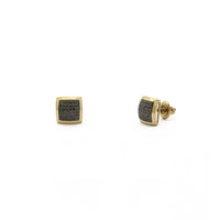 Pendientes de botón de racimo cuadrados curvos con diamantes negros (10K) principal - Popular Jewelry - Nueva York