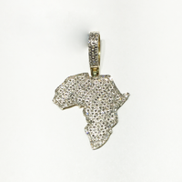 אפריקה מפת תליון יהלומי אייס-אאוט (10K) - Popular Jewelry - ניו יורק