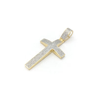 Diamond Convex Cross Closed Sides Pendant (10K) diagonal - Popular Jewelry - New York