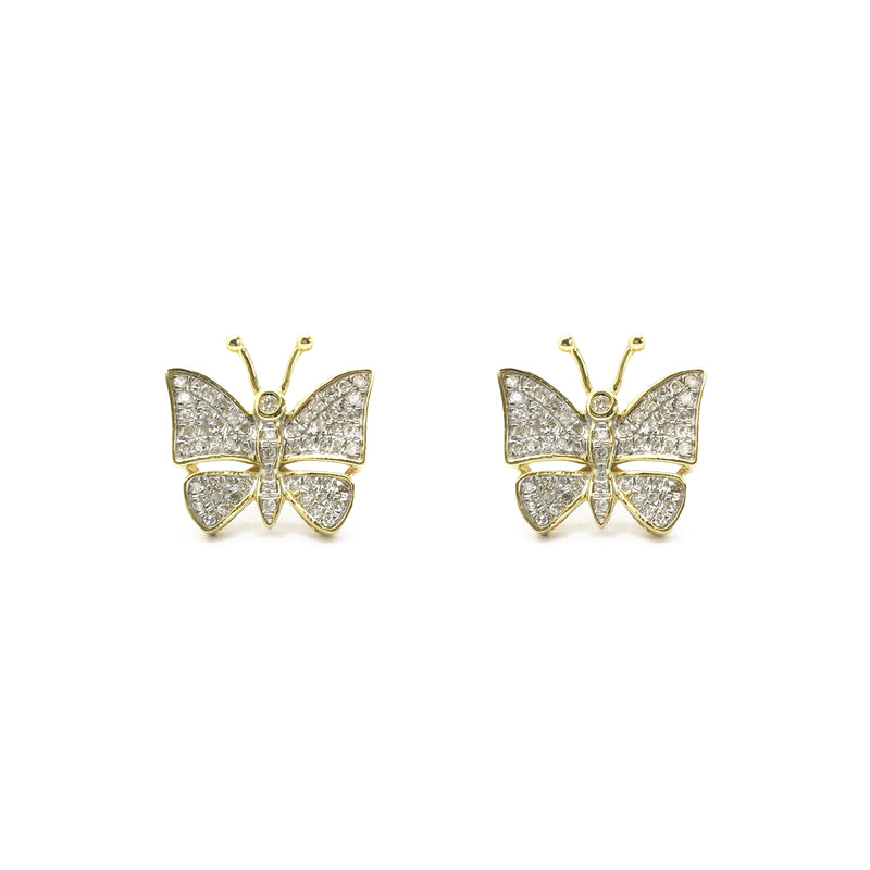 Glittery Butterfly Diamond Stud Earrings (10K) front - Popular Jewelry - New York
