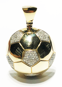 Diamond Half Round Soccer Ball pendant 10K Dilaw nga Bulawan