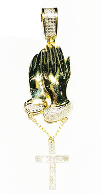 Lūgšanu rokas (ar piekārtu dimanta krustu) Kulons (10K)