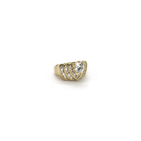 Replicating Heart CZ Ring (10K) diagonal - Popular Jewelry - New York
