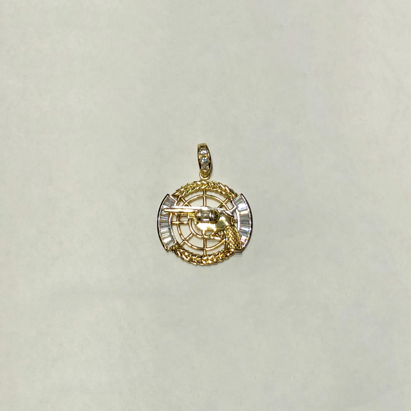 Revolver CZ Medallion Motion Pendant (10K) (Limited Edition Piece) - Popular Jewelry New York