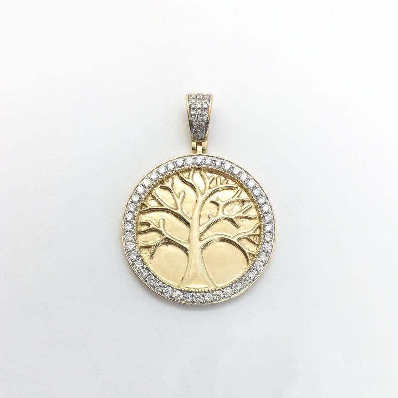 Tree of Life Diamond Medallion Pendant (14K) front - Popular Jewelry - New York