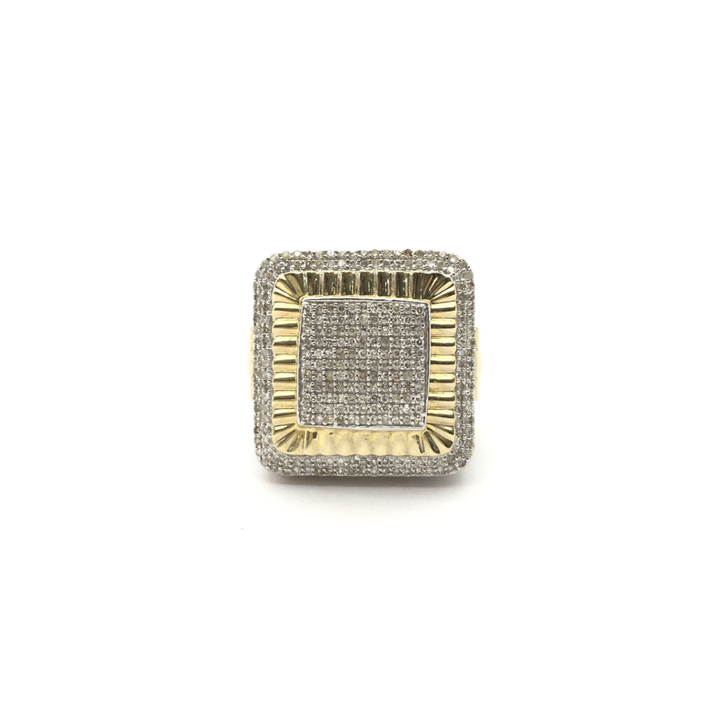 Square Diamond Cluster Two-Tone Ring (10K) front - Popular Jewelry - New York