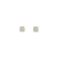 Konkáv négyszögletes Dome gyémánt fülbevalók (10K) elülső - Popular Jewelry - New York