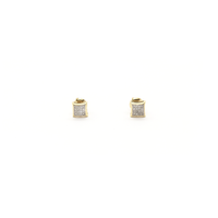 Curvy Square Diamond Cluster Stud Earrings (10K) depan - Popular Jewelry - New York